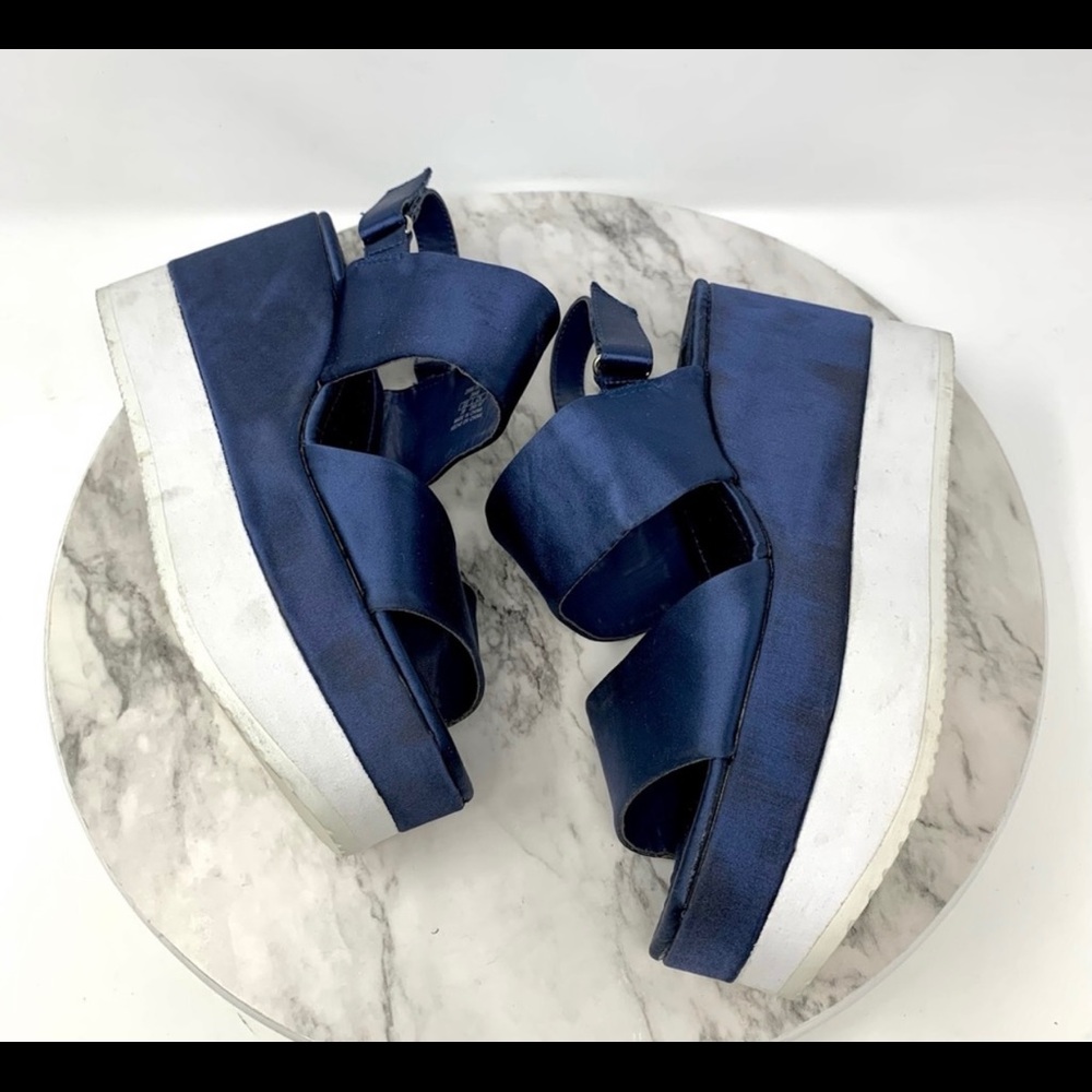 COPY - Zara Basic Chunky satin platform sandals navy 8
